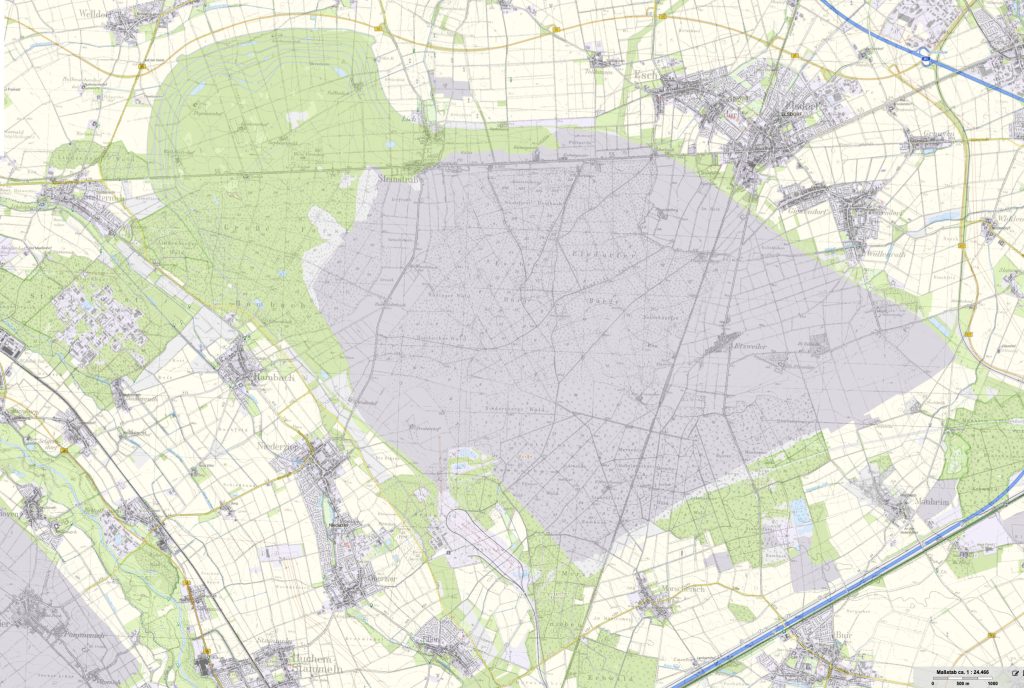 Karte Tagebau Hambach 1945-heute