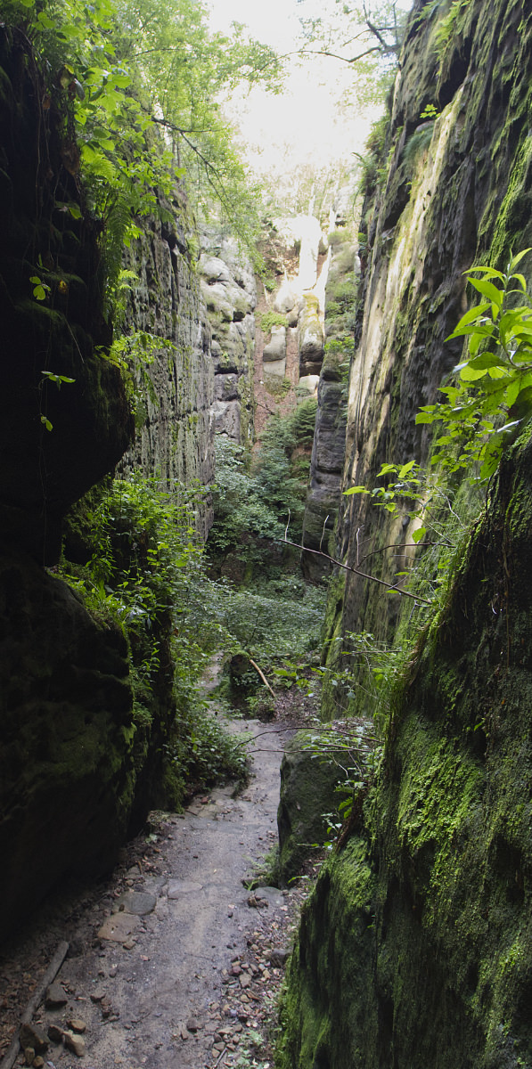 Wanderweg in enger Schlucht